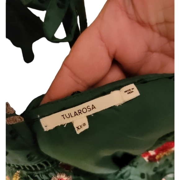 Tularosa Lindsay Emerald Green Eyelet Sequin Mini Dress XXS Embroidered Floral - Picture 9 of 9